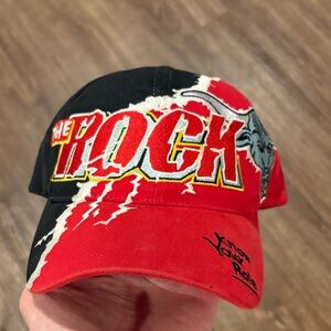 Vintage WWF the rock lightning splash snapback hat 1999